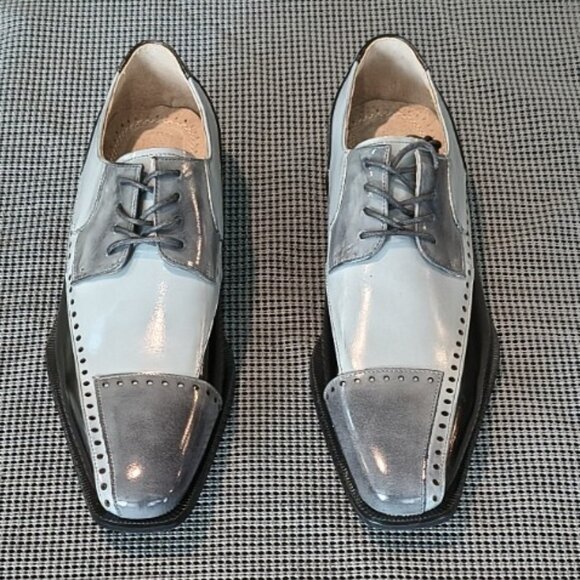 Stacy Adams Shoes Plaza Modified Cap Toe Oxford Black/Gray Size 9.5 - Picture 1 of 10